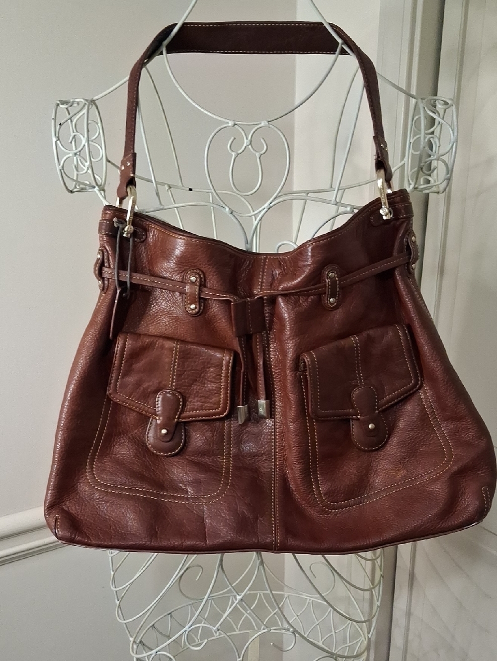 Liz Claiborne Chocolate Brown Leather Shoulder Tote